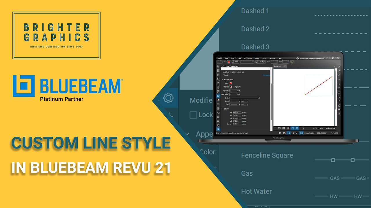 Как создать собственный стиль линии в Bluebeam Revu 21