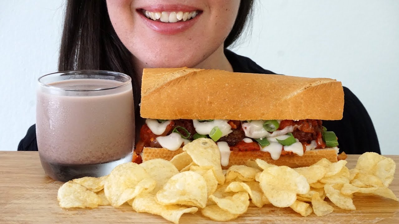 ASMR Eating Sounds: Vegan Meatball Sub (No Talking)