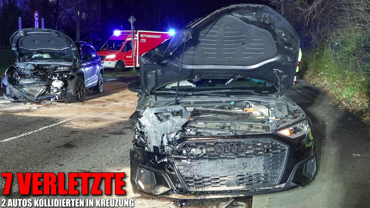 [SCHWERER UNFALL IN DÜSSELDORF!] - 2 Autos beteiligt - 7 Verletzte -