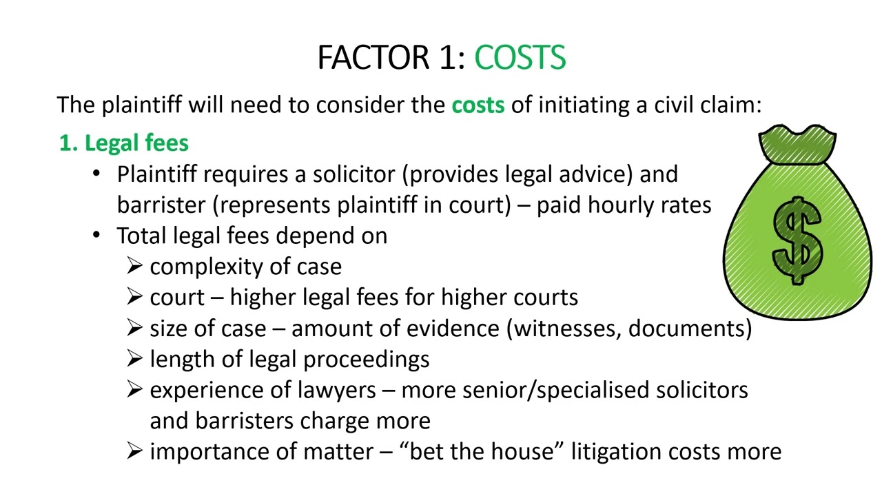 Relevant factors when initiating a civil claim