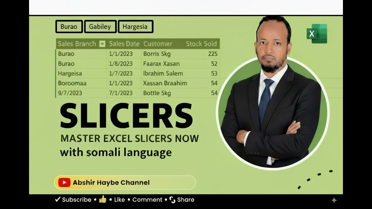 Excel data analysis - Slicers Af Somali
