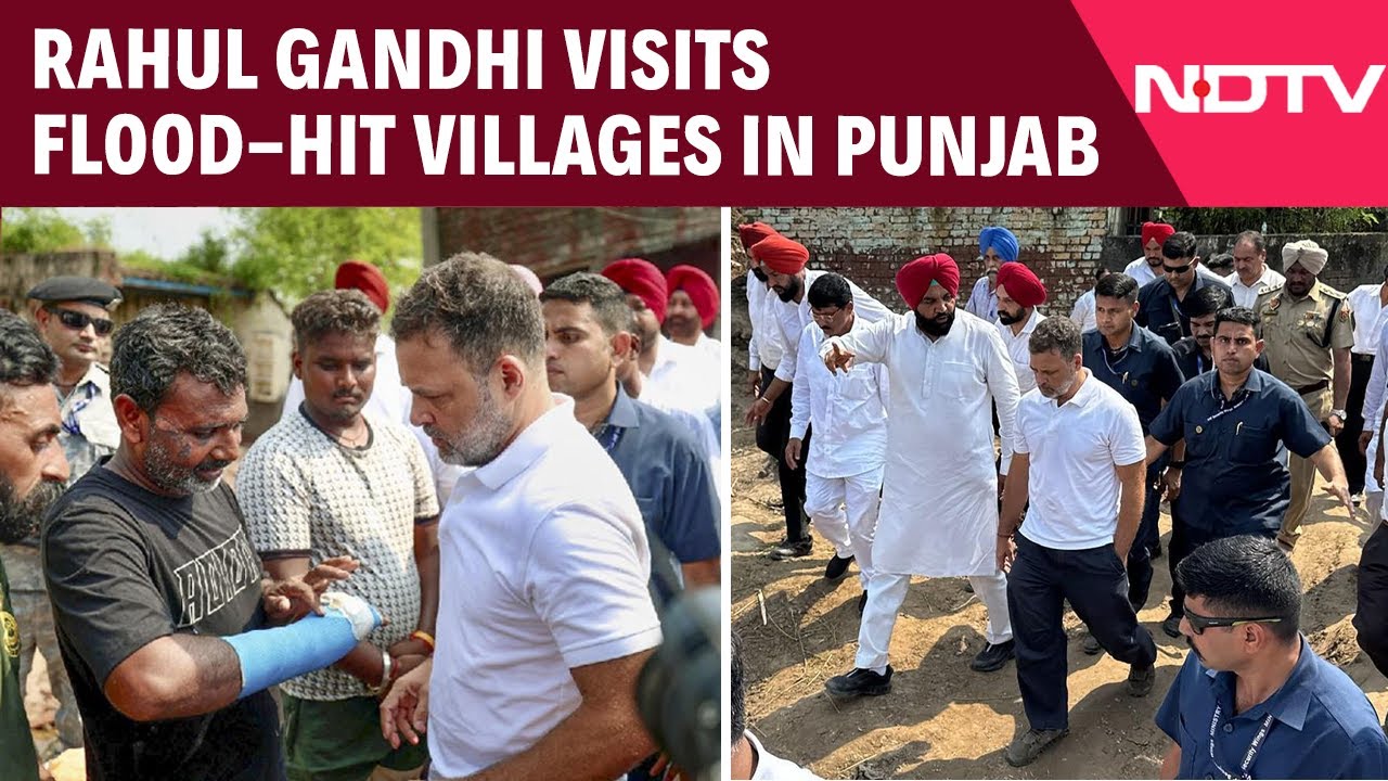Rahul Gandhi Visits Flood-Hit Areas In Punjab’s Amritsar