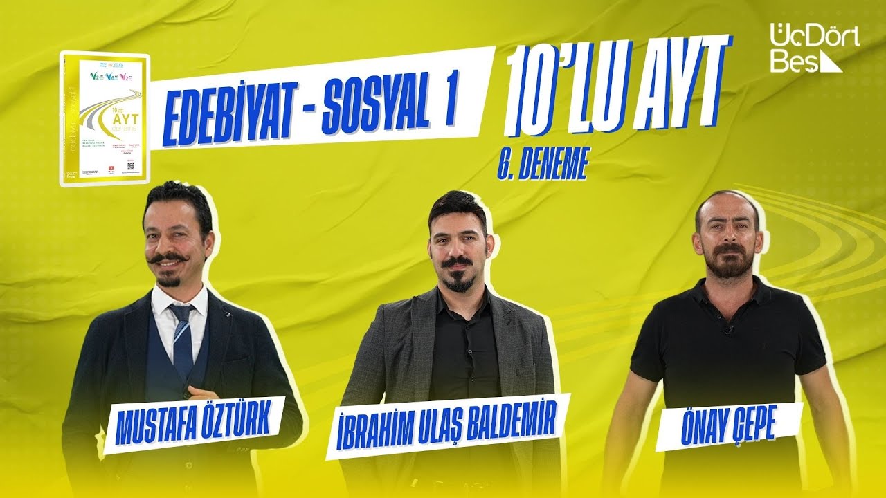 345 YAYINCILIK 10'LU AYT EDEBİYAT - SOSYAL 1 DENEMESİ | 6. DENEME