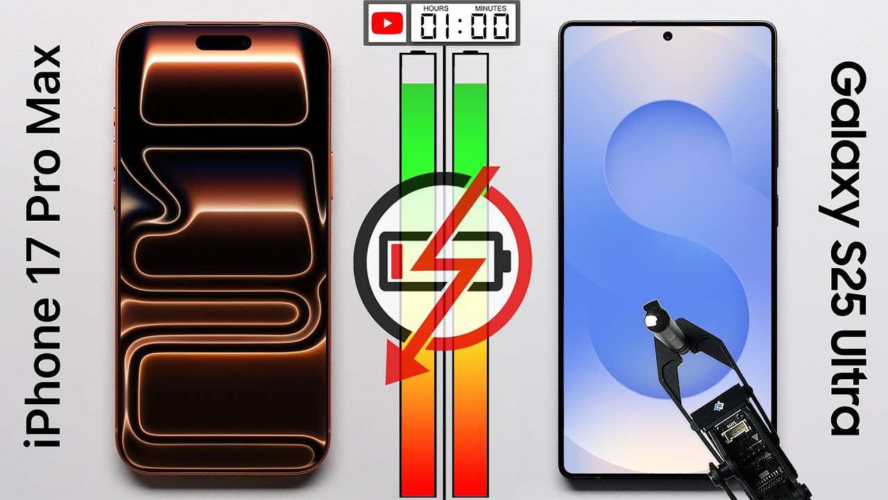Тест аккумулятора iPhone 17 Pro Max и Galaxy S25 Ultra