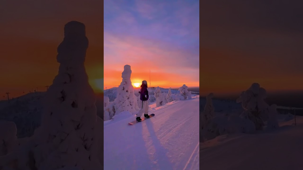 ⛷️ beautiful sunset at Levi ski resort in Lapland #shorts #travel Finland 🇫🇮 #viral Ski resort