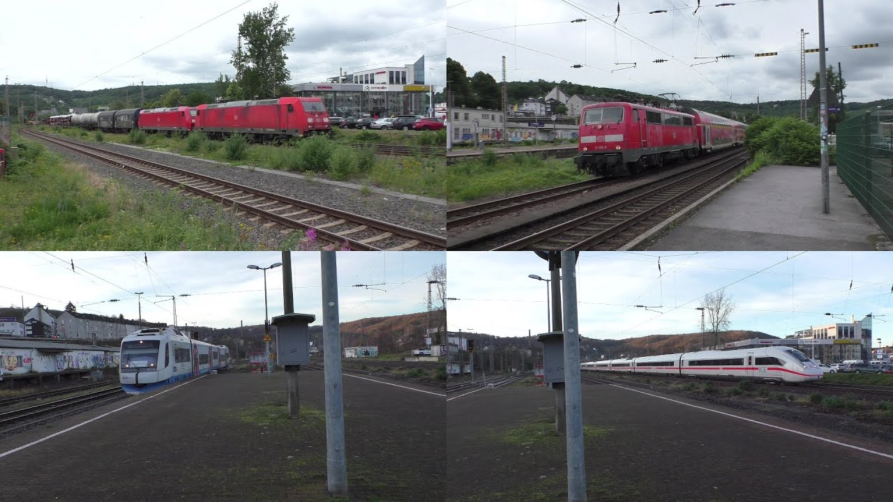 Bahnverkehr in Wuppertal-Steinbeck mit Br 110 + n-Wagen, Br 111, Intergal, ICE 2,4 & T, Class 66 uvm