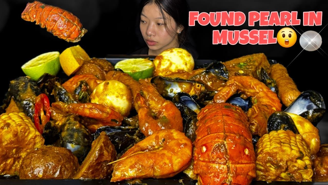 I FOUND PEARL IN SEAFOOD BOIL😲 / TRYING SEAFOOD FOR FIRST TIME  #yanieats /28