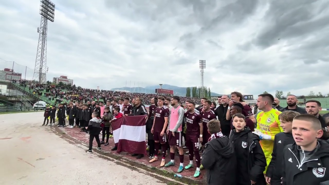 SLAVLJE NAVIJAČA I IGRAČA SARAJEVA NAKON POBJEDE U DERBIJU