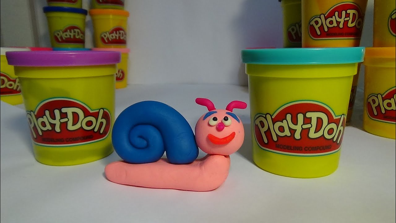 Лепим улитку из теста пластилина ПлейДо. Clay snail from Play-Doh.