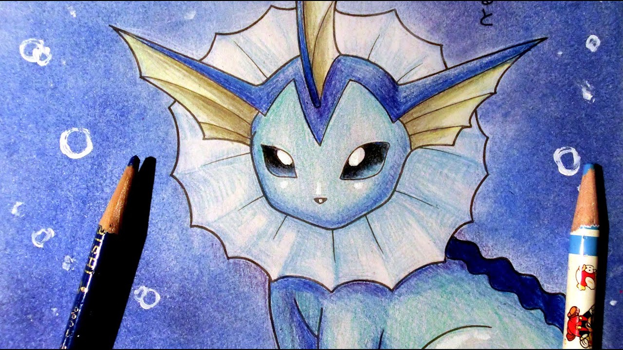 ASMR(binaural) | Coloring with colored pencils & pastels | Vaporeon