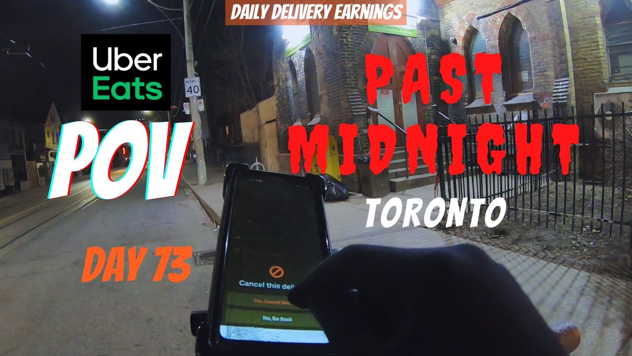 UberEats POV PAST MIDNIGHT Street On E-Scooter - Downtown Toronto Daily Delivery Earnings DAY 73