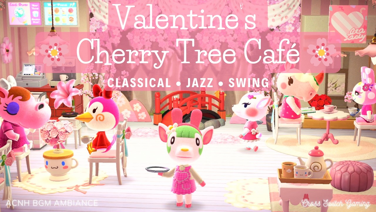Cute Valentine's Cafe 💝 Animal Crossing BGM & Ambience + Fun Classical & Jazz Swing Music 🎧 No Ads
