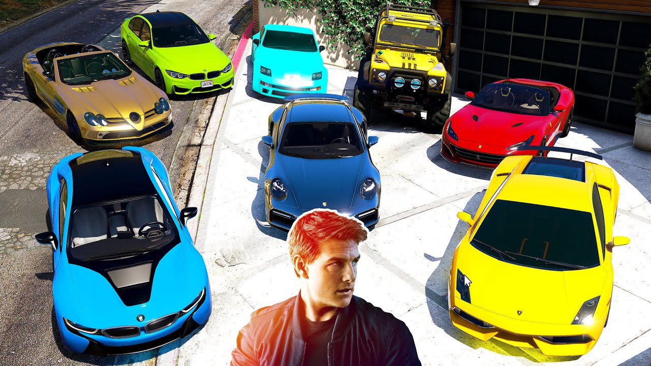 GTA 5 - Stealing MISSION IMPOSSIBLE Movie Vehicles with Franklin! (Real Life Cars #101)