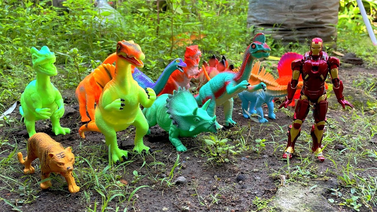GAWAT!! DINOSAURUS RAKSASA BERKELAHI DENGAN IRON MAN. TYREX, SPINOSAURUS, TRICERATOPS