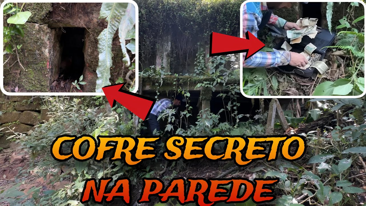 Dinheiro e joias em um cofre na parede