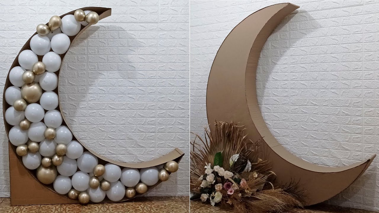 Surpreenda na decoração: Lua de Papelão em 3D e com balões! Como fazer fácil