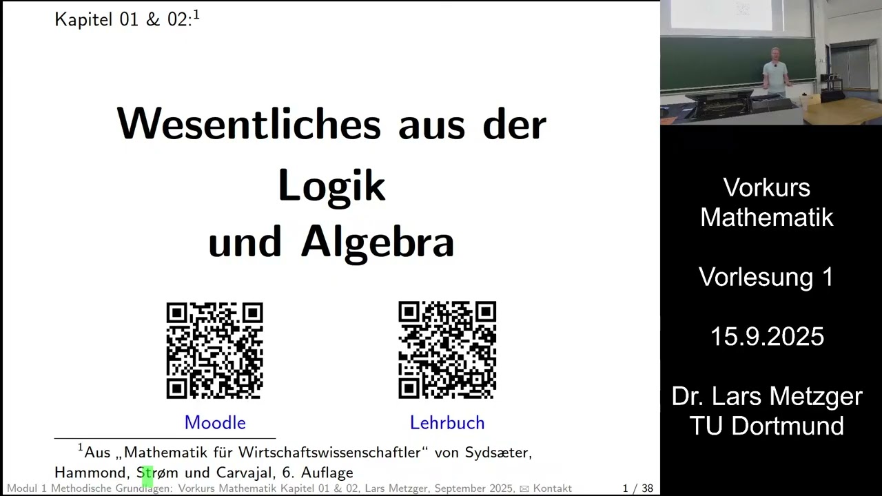 Vorkurs Mathe Vorlesung 1 vom 15.9.2025