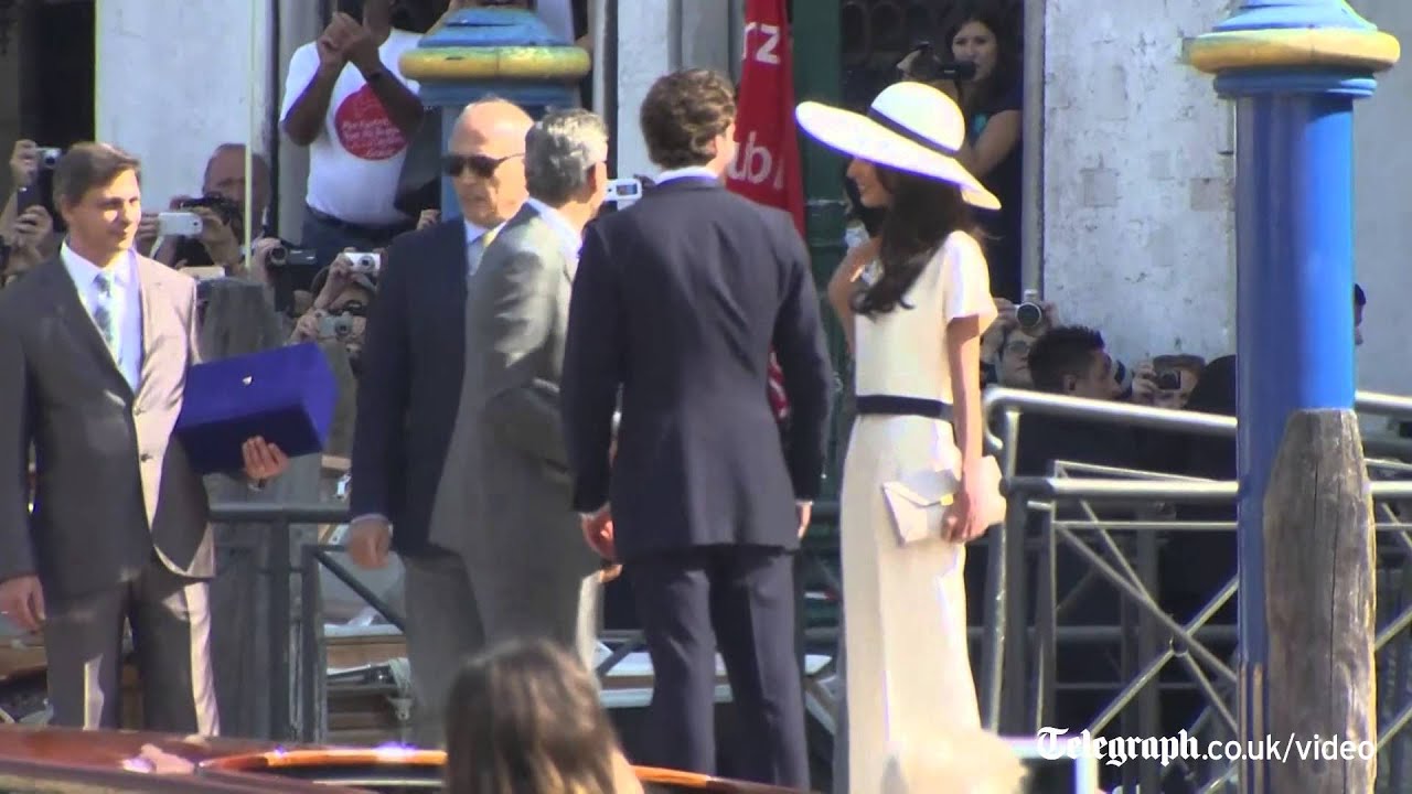 George Clooney and Amal Alamuddin arrive for Venice civil wedding ceremony in Venice