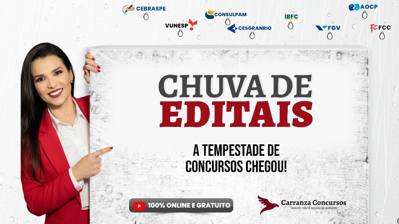 Aula 01 - Plano Pr&aacute;tico para aproveitar os Concursos Publicados! - Chuva de Edital