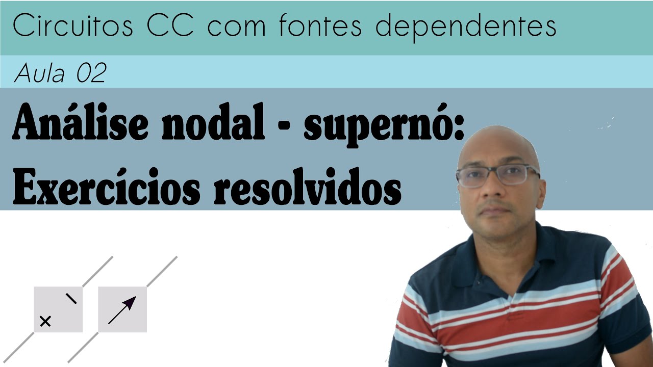 Circuitos CC com fontes dependentes (aula 02) - Análise nodal - supernó - exercício resolvido