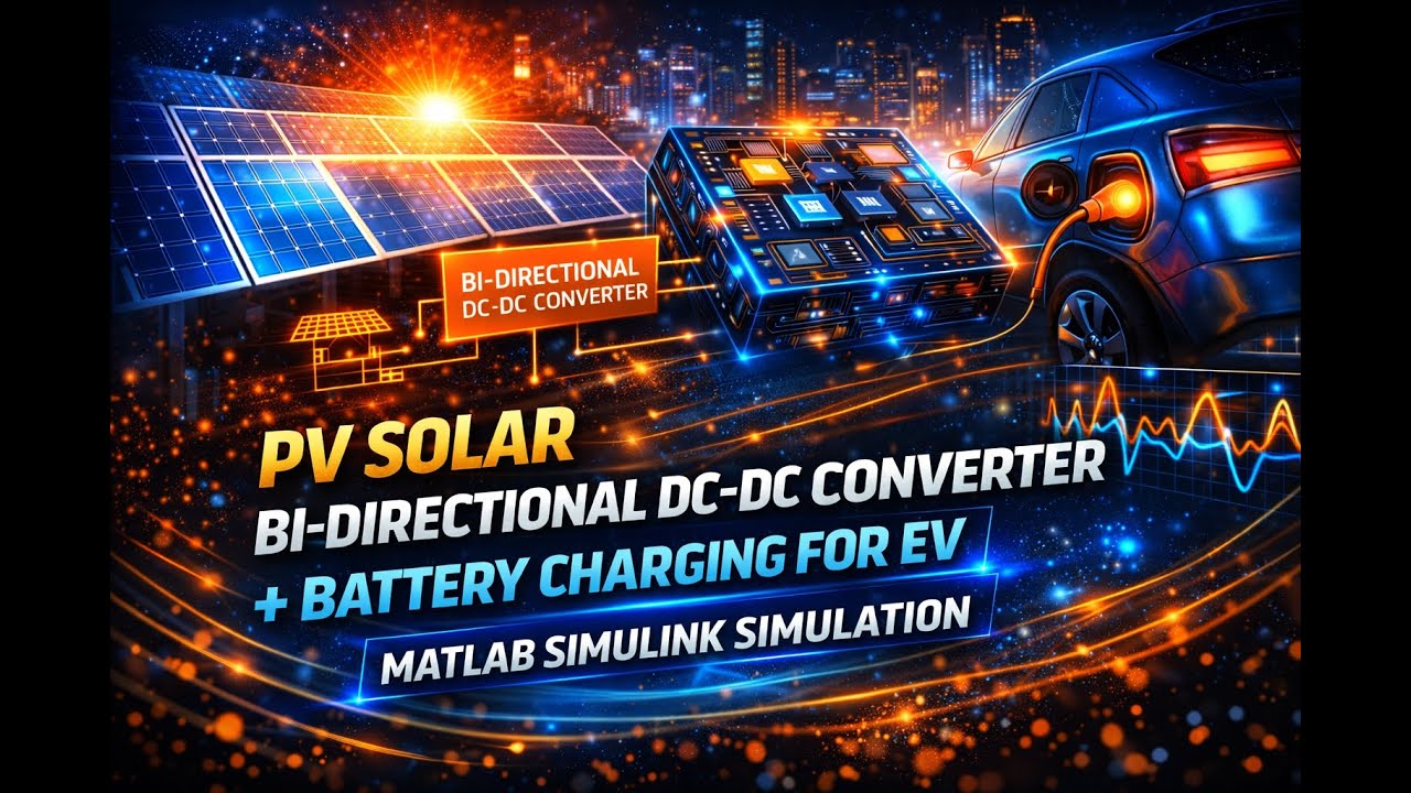 PV Solar Bi-Directional DC-DC Converter + Battery Charging for EV | MATLAB Simulink Simulation