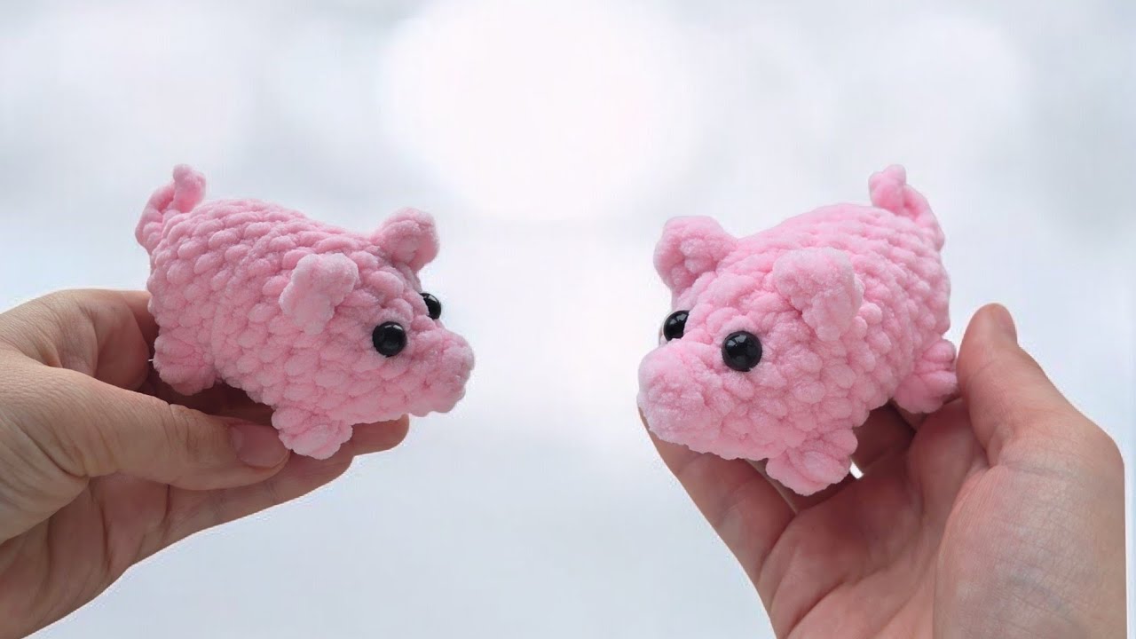 Поросенок вязаный крючком из плюшевой пряжи/crochet pig/Häkelschwein