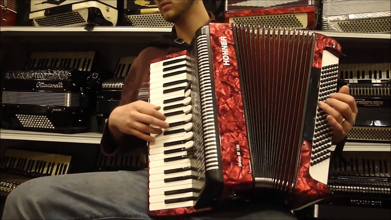 1304 - Red Hohner Bravo III LMM 120 $1195