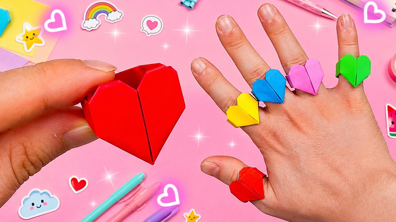 Origami Heart Ring | How to make a paper ring