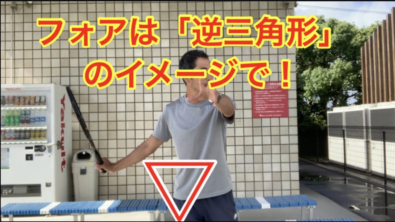 テニス　フォアハンド　三角形と逆三角形　窪田テニス教室