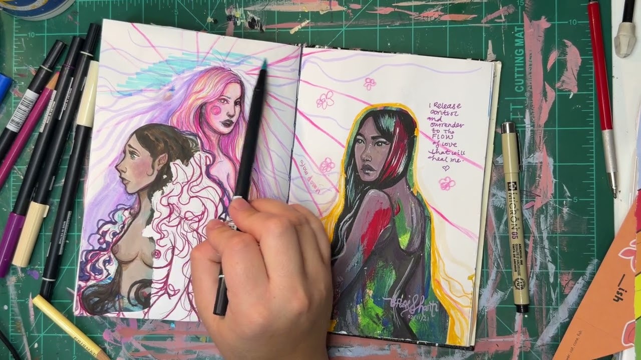 Chatting About Creative Pressure and Burn Out, While Working in My Sketchbook. 