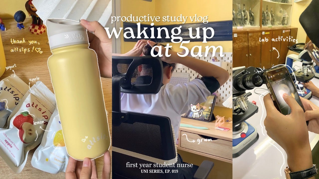 waking up at 5am ⛅️ | productive 24hr study vlog, cramming quizzes, etc. | ft. Rewritify AI