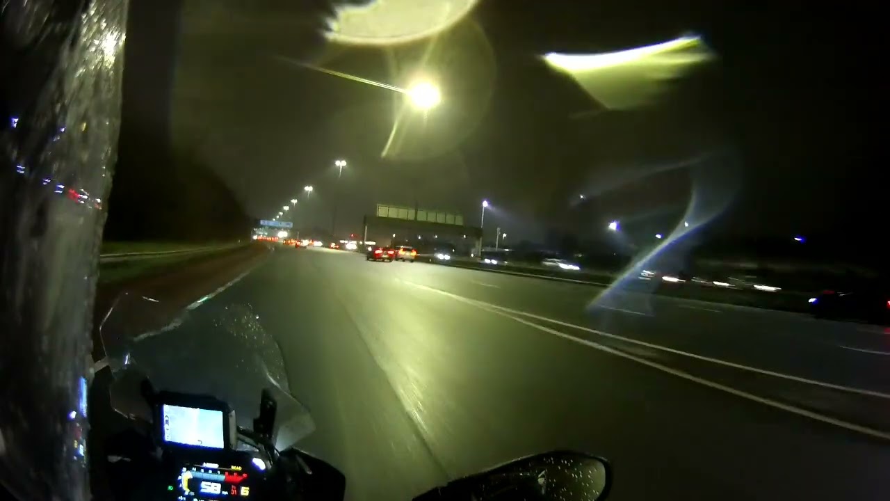 Riding from Stena Embla through Belfast in a wet rush hour