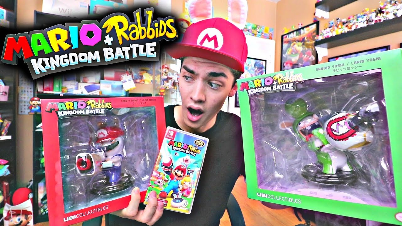 ULTIMATE Mario + Rabbids Kingdom Battle UNBOXING! [Mario & Yoshi Figures, Hat, Game!]