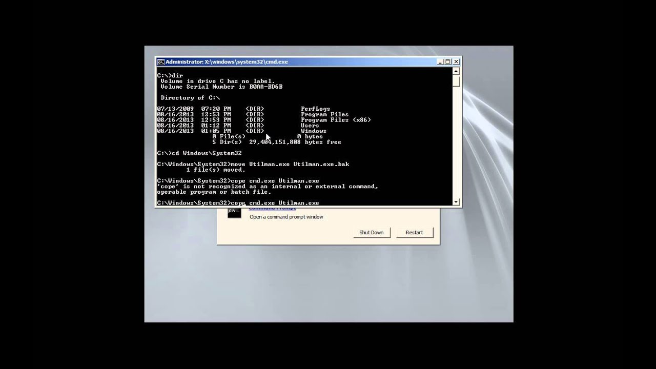 Сброс пароля администратора домена Windows 2008 R2