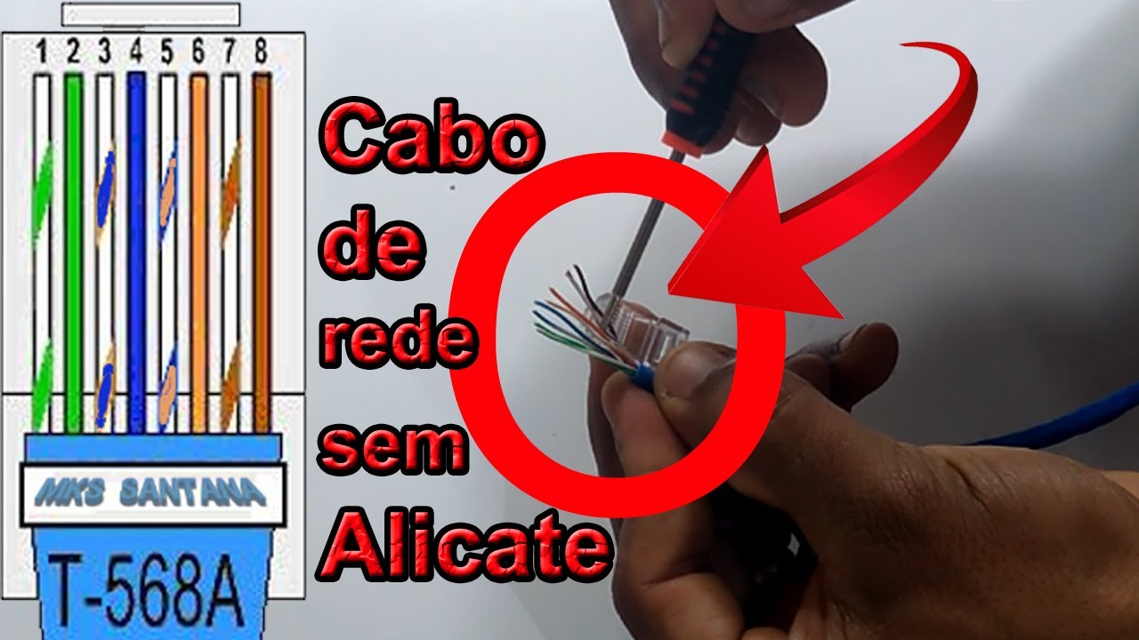 Como colocar o cabo de rede sem alicate (CRIMPAR)
