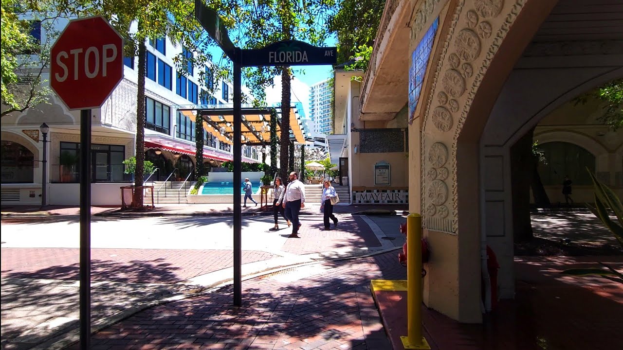4K Downtown Coconut Grove , Summer City Cycling Virtual Travel Tour , Miami FL , August 2025