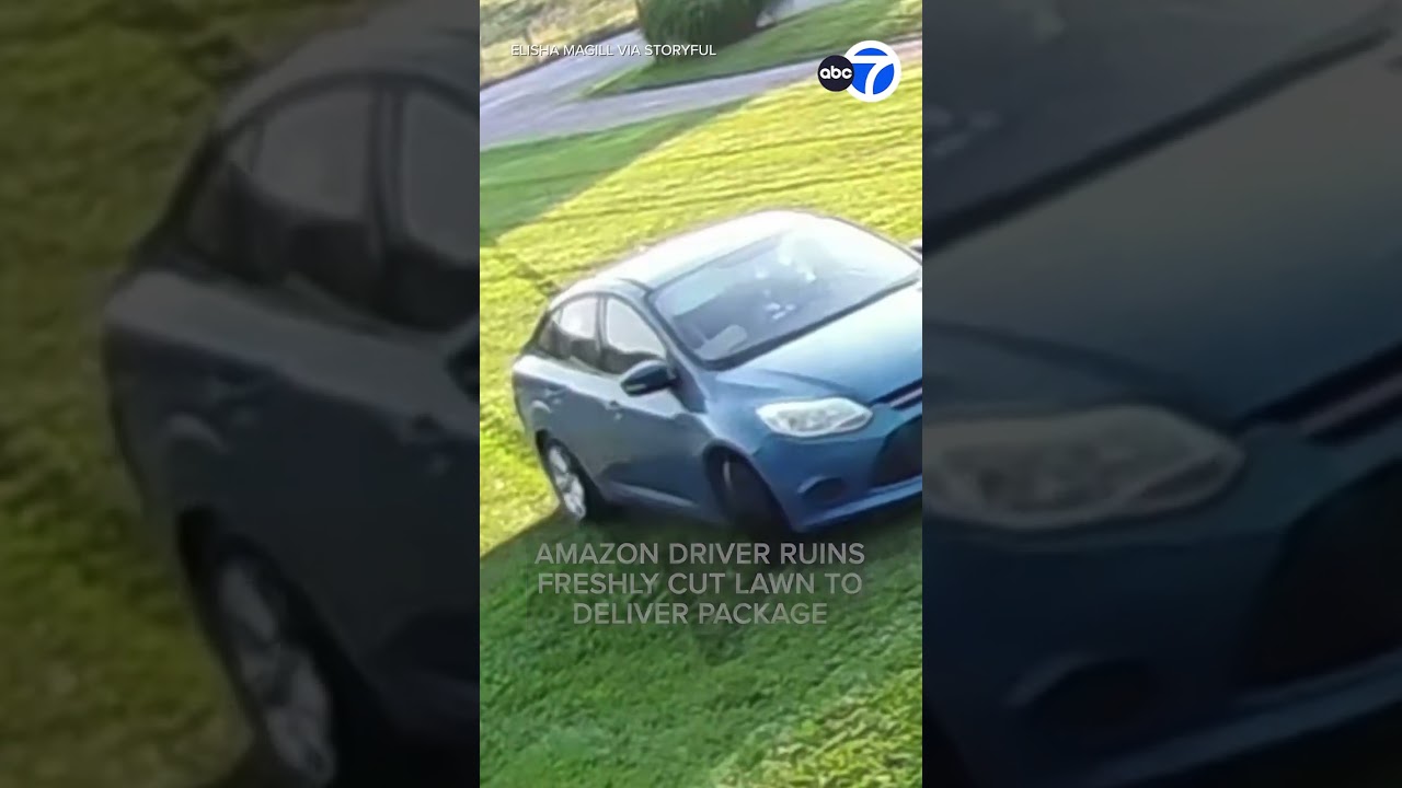 WATCH: Amazon Driver Ruins Freshly Cut Lawn to Deliver Package