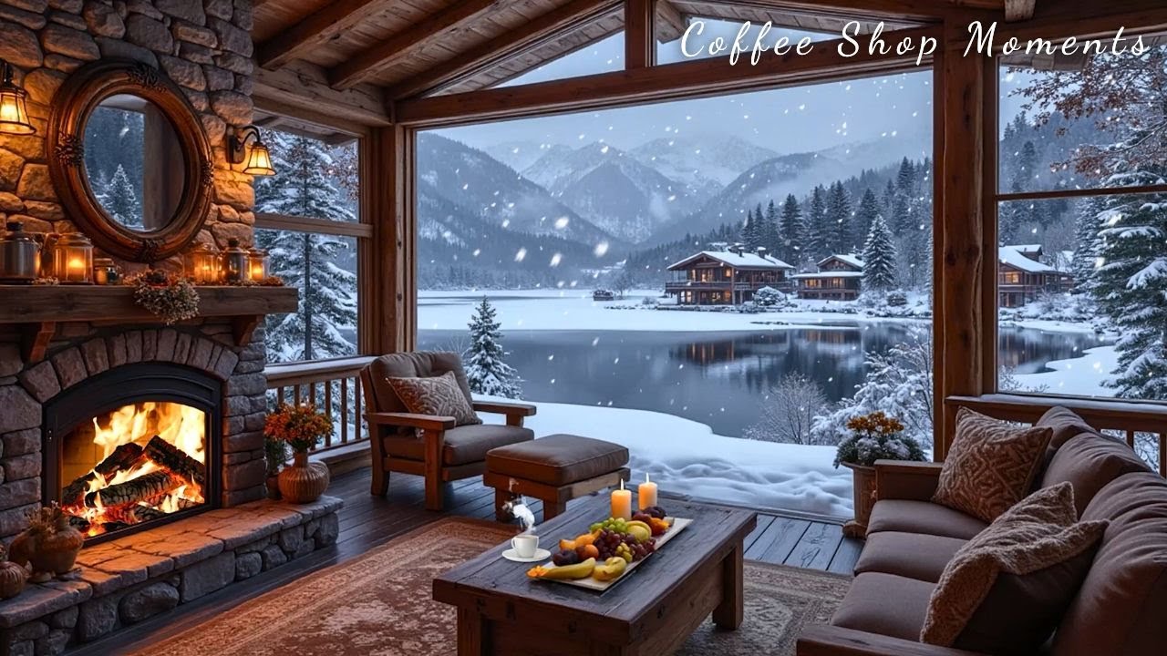 Прекрасная зимняя кофейня ❄️ Расслабляющая атмосфера джазовой фортепианной музыки и камина