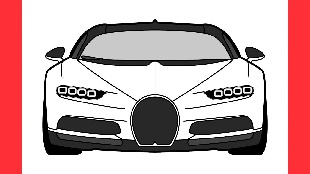 How to Draw BUGATTI CHIRON Step by Step | Easy Car Drawing