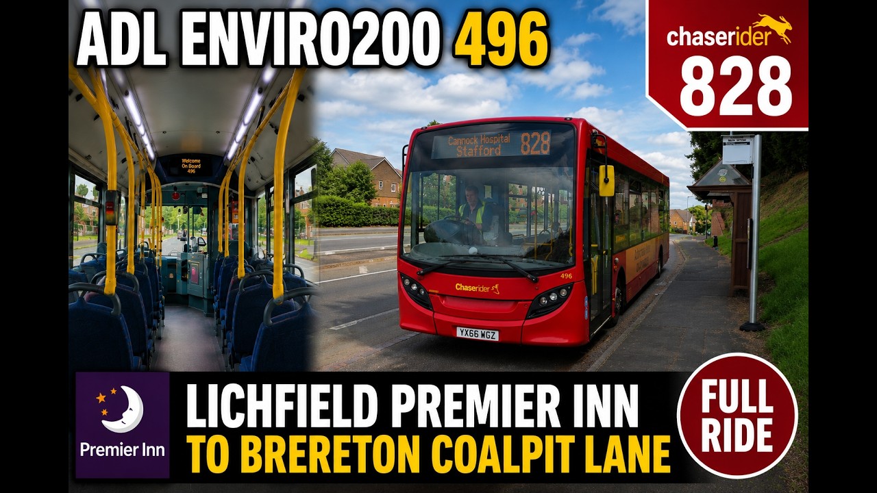 Bus Passenger POV | ADL Enviro200 496 | Lichfield Premier Inn to Brereton Coalpit Lane | Route 828