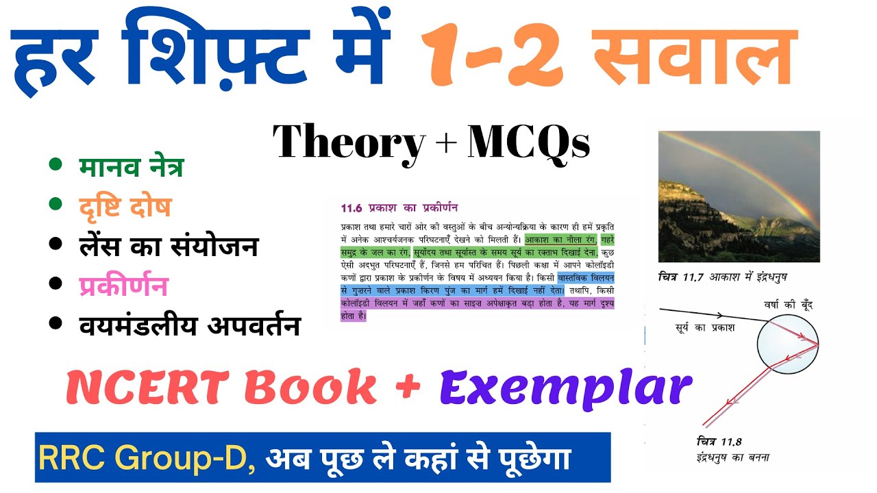 NCERT Exemplar | मानव नेत्र, प्रिज्म, विक्षेपण, लेंस संयोजन, दृष्टि दोष | RRC Group D, 2022