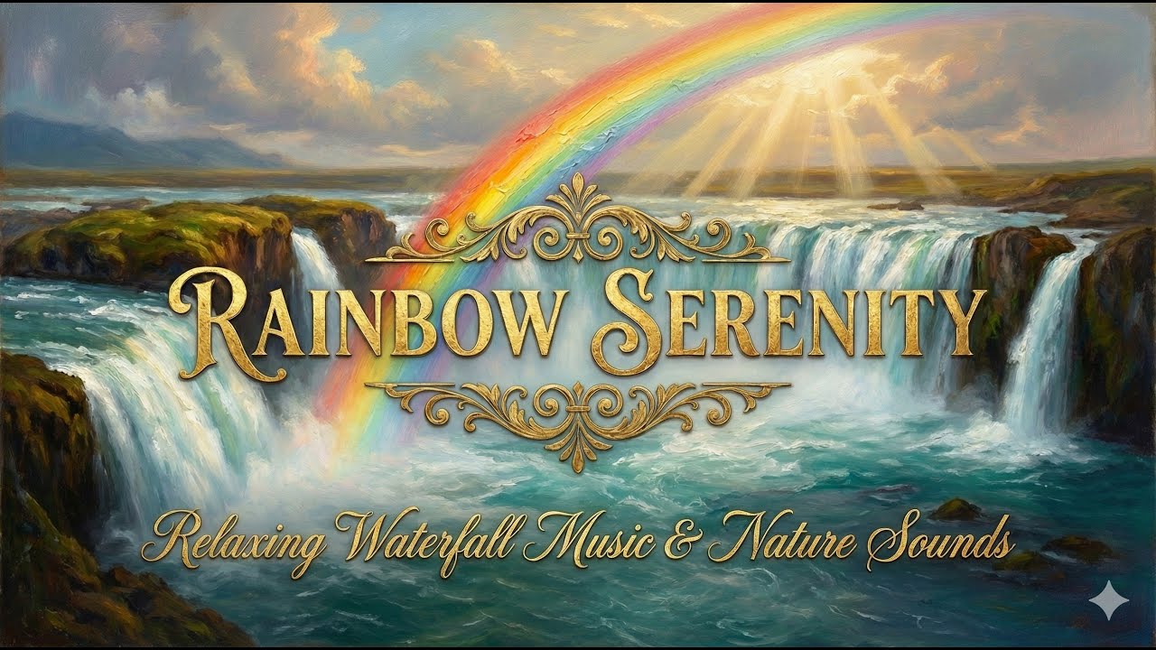 Gentle Waterfall & Rainbow Sounds For Relaxing & Sleep