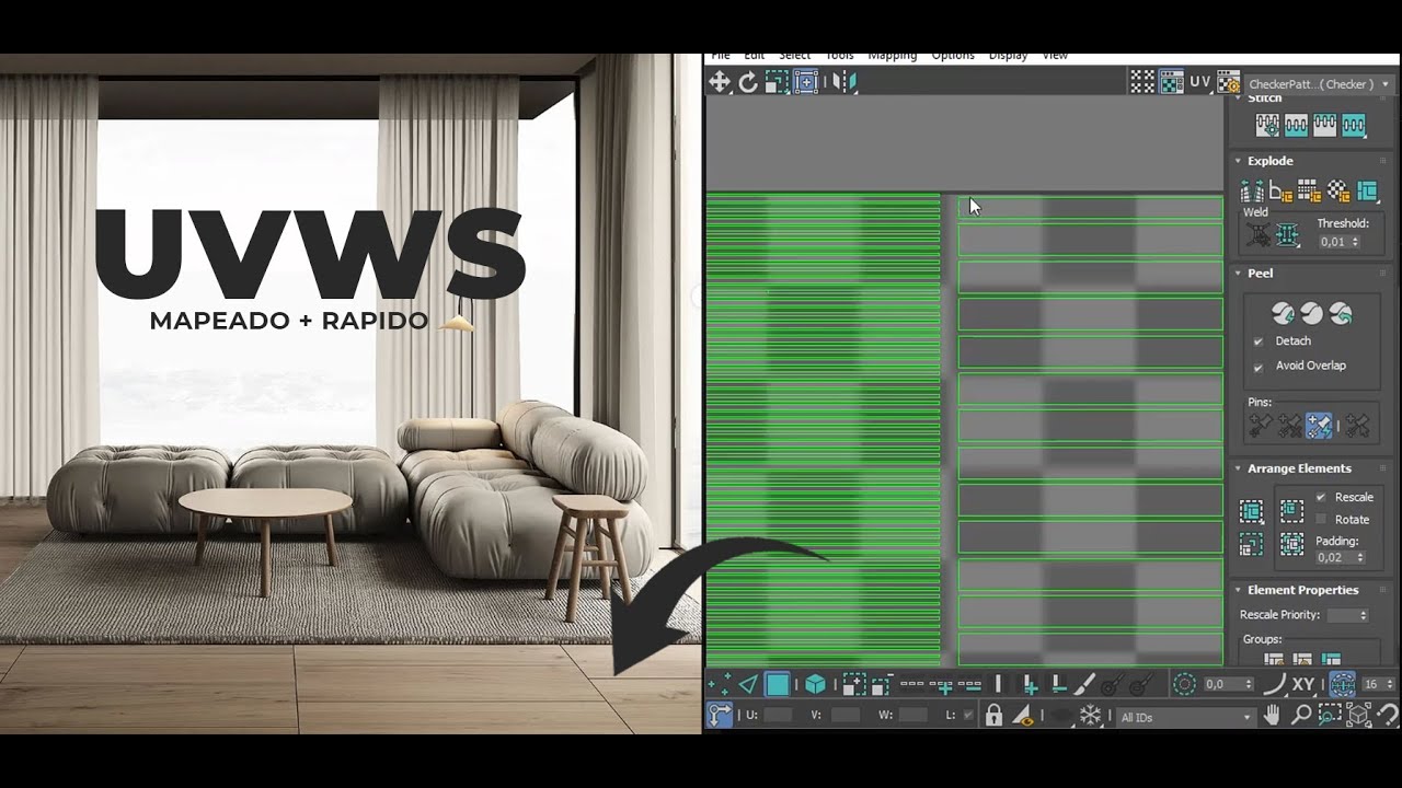 🟧Unwrap UVW en 3ds Max. Domina el Mapeo de Pisos de Madera