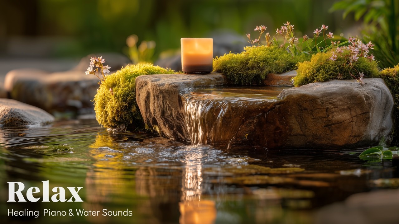 Relaxing Piano Music & Water Sounds in Japanese Garden 🌿 Deep Healing & Spa Relaxation Music