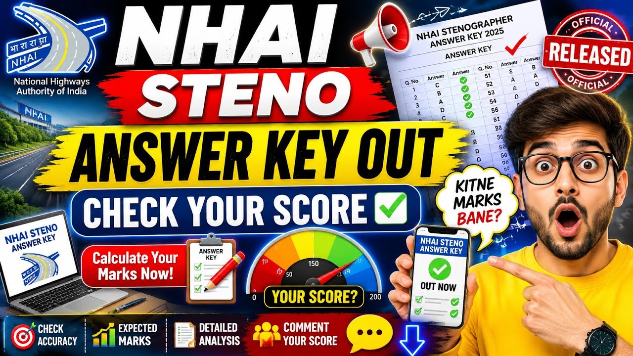 NHAI Steno Answer Key 2026 Out | Check Your Score Now | Expected Cut Off | Share Your Marks