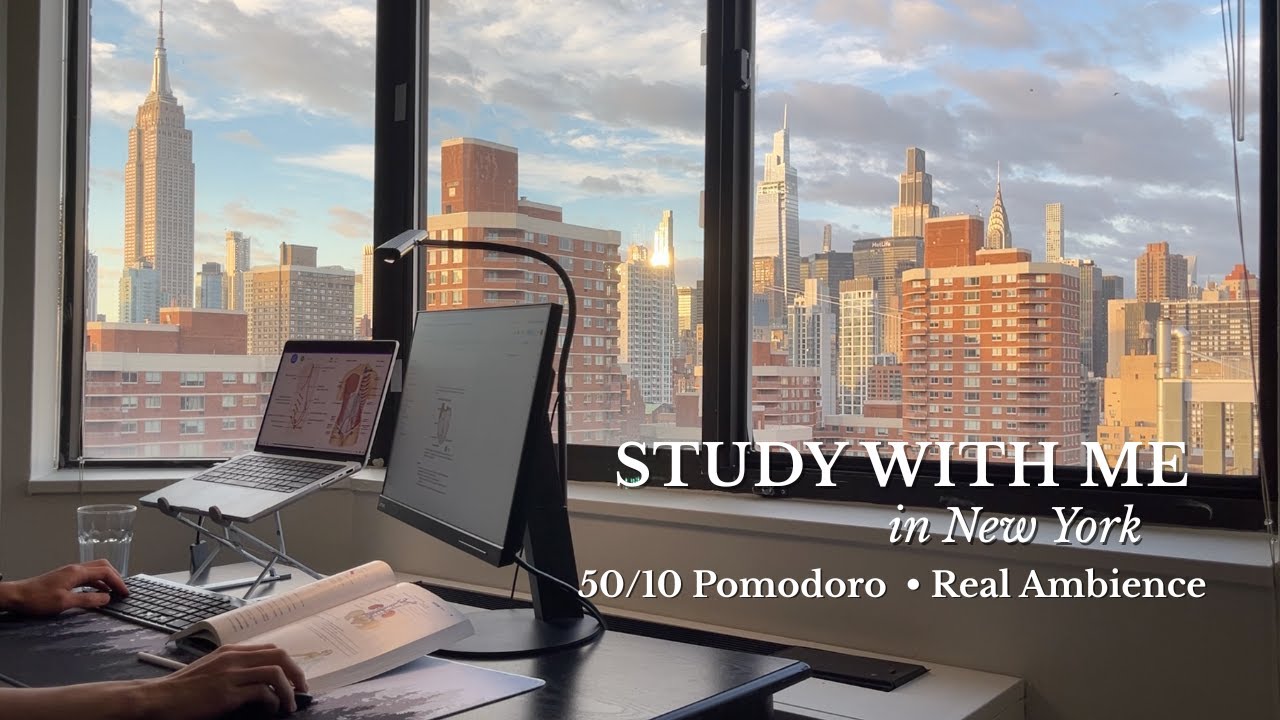 🩺5 Hour Study With Me LIVE in New York | 50/10 Pomodoro | Real Background Noise