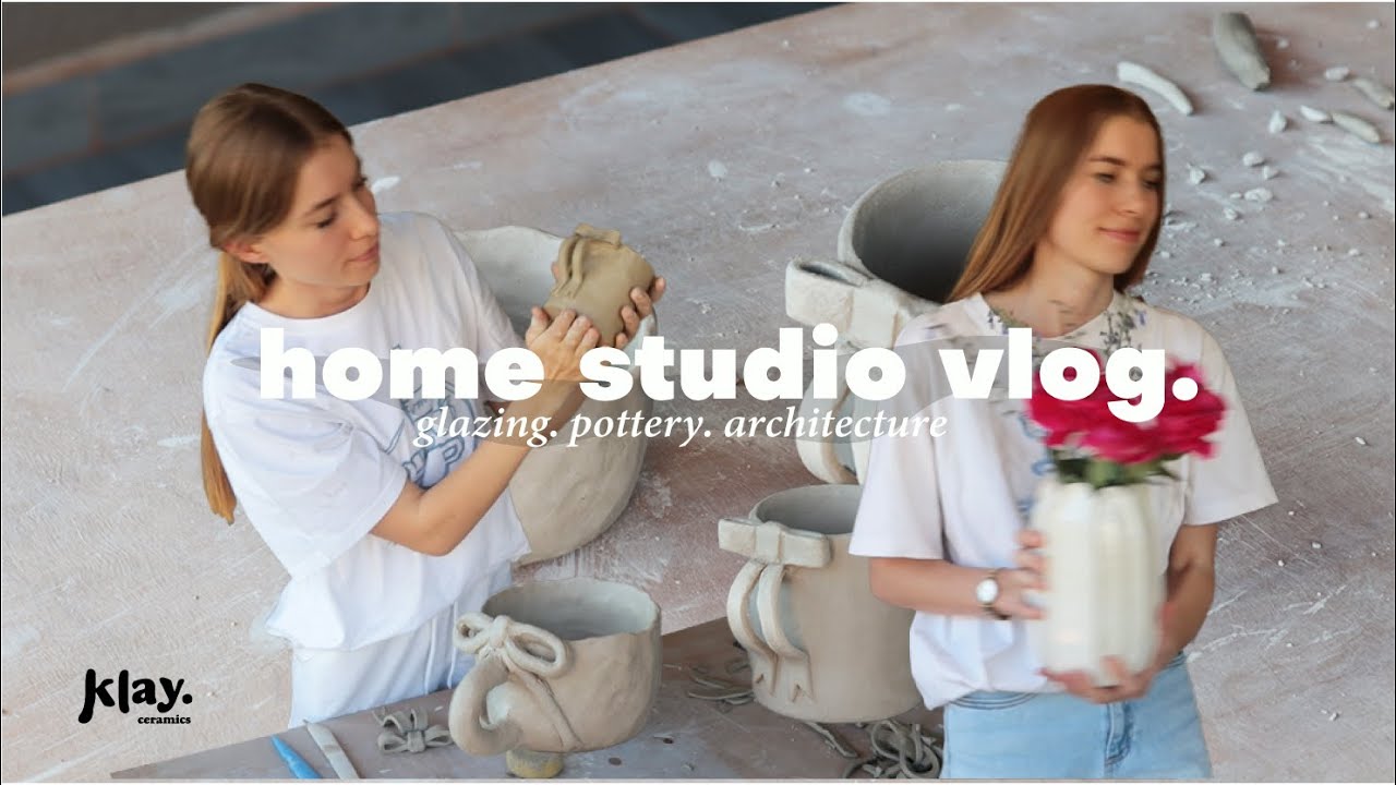 making ceramics at home 🎀 bow mugs, glazing & architecture