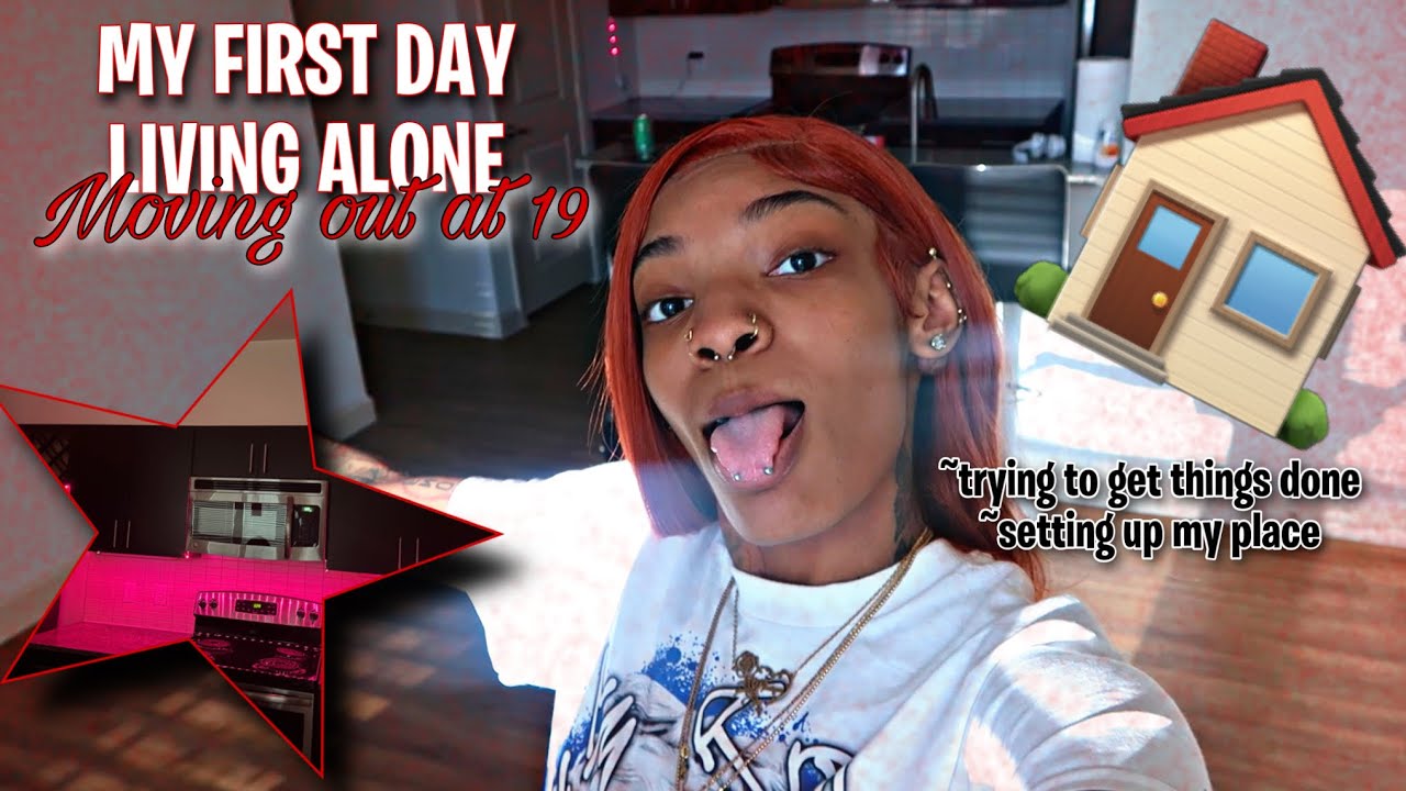 moving out alone at 19 | first day living alone in my first apartment😌
