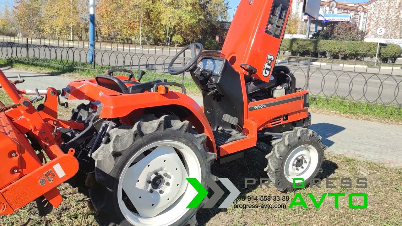 Полный обзор минитрактора KUBOTA GT-3 с плавающим режимом реверсом гидроусилителем руля прогрессавто