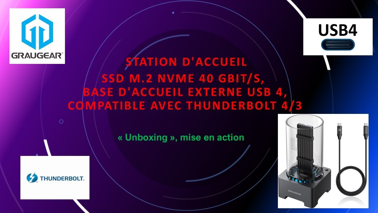 GRAUGEAR Station d'accueil SSD M.2 NVMe 40 Gbit/s, base d'accueil externe USB 4 / Thundurbolt 4